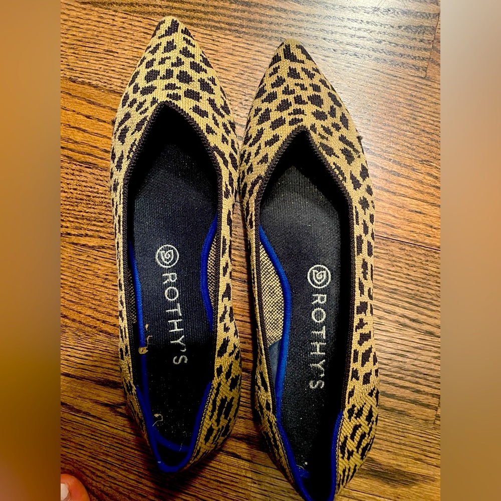 Rothys Leopard Print Point Toe Flats